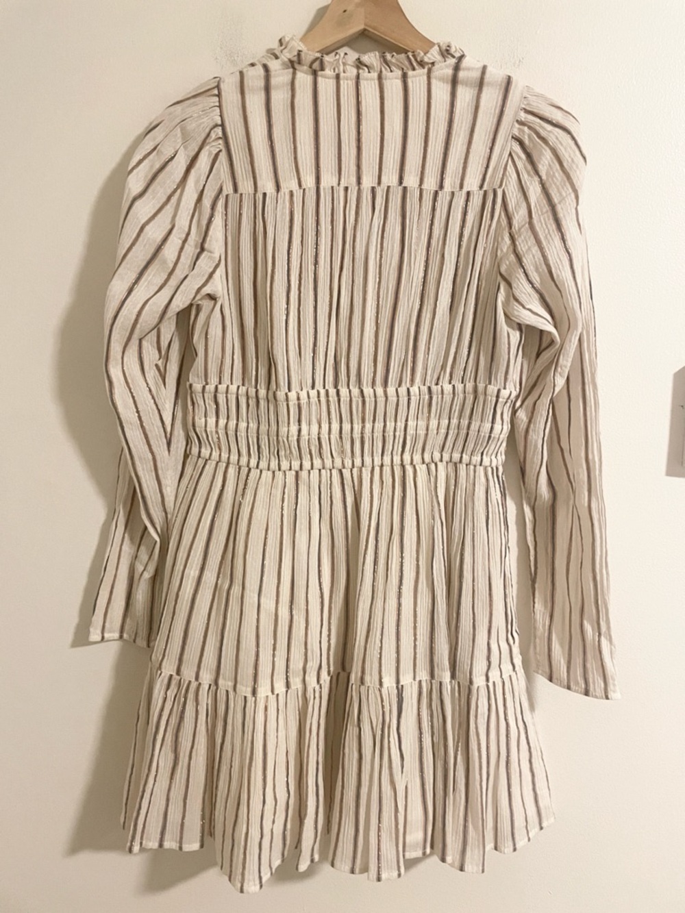 Ulla Johnson Rosalind Mini Dress Women’s Size 4 Lurex Stripe Cream NWT - Picture 9 of 13